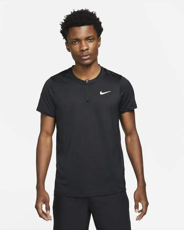 Men Nikecourt DriFit Advantage Blackwhite Nike Tops And TShirts