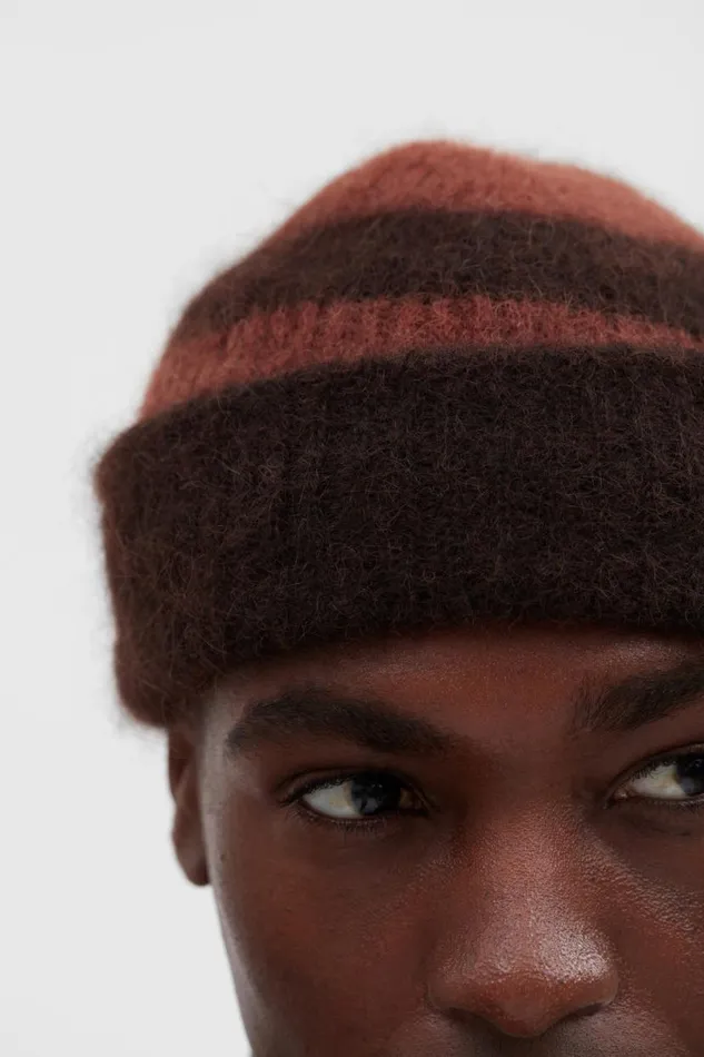 Men Norse Projects Beanies Alpaca Mohair Stripe Beanie Espresso