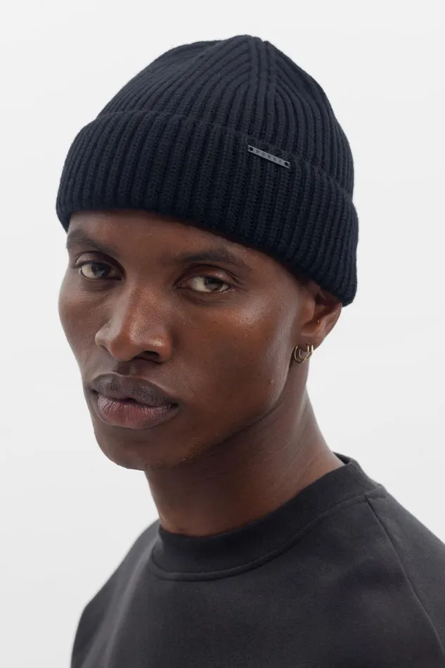 Men Norse Projects Beanies Fine Merino Rib Beanie Black