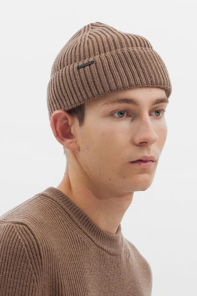 Men Norse Projects Beanies Fine Merino Rib Beanie Utility Khaki