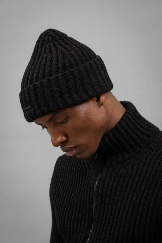 Men Norse Projects Beanies Hybrid Rib Beanie Stretch Wool Black