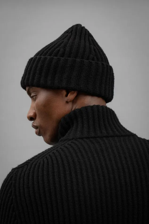 Men Norse Projects Beanies Hybrid Rib Beanie Stretch Wool Black