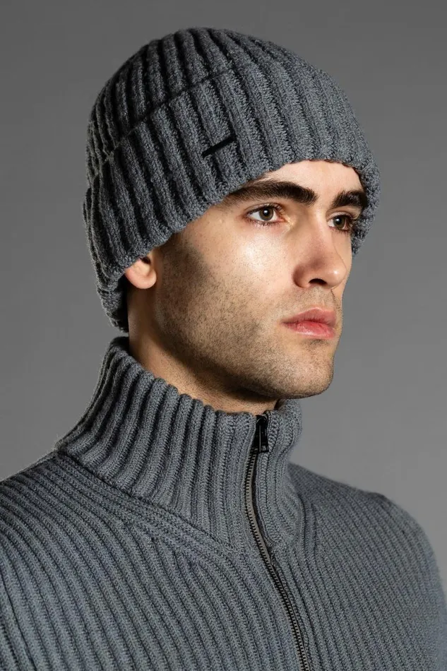 Men Norse Projects Beanies Hybrid Rib Beanie Stretch Wool Warm Grey