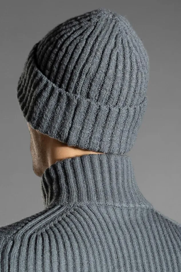 Men Norse Projects Beanies Hybrid Rib Beanie Stretch Wool Warm Grey