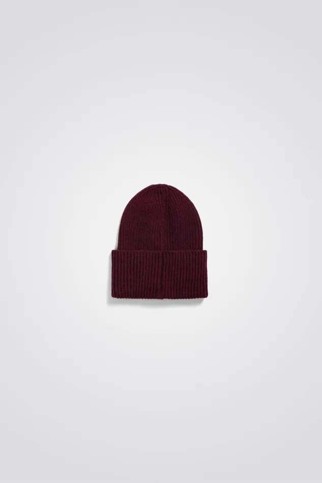 Men Norse Projects Beanies Merino Lambswool Rib N Logo Beanie Burgundy