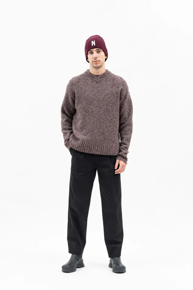 Men Norse Projects Beanies Merino Lambswool Rib N Logo Beanie Burgundy