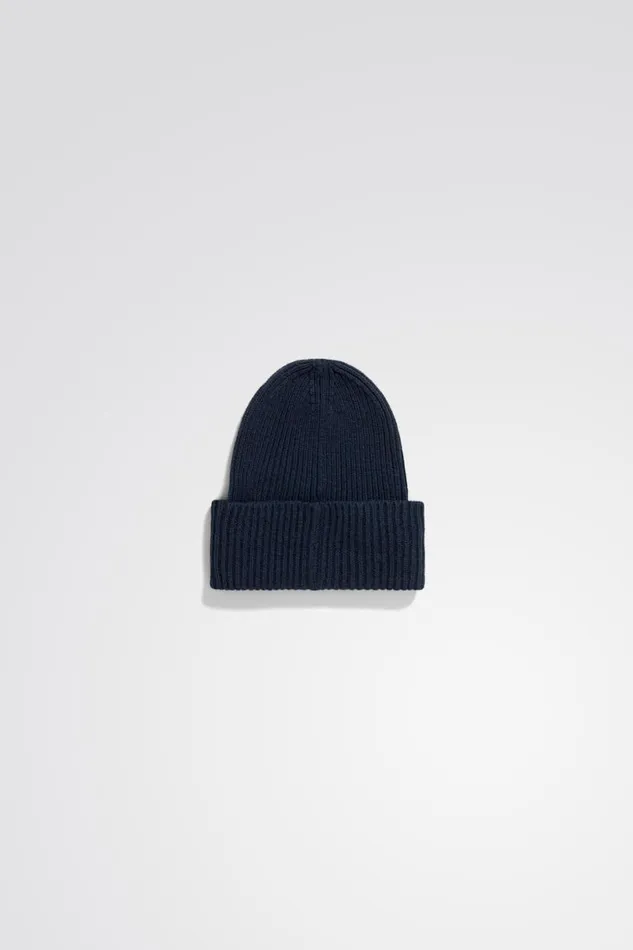Men Norse Projects Beanies Merino Lambswool Rib N Logo Beanie Dark Navy