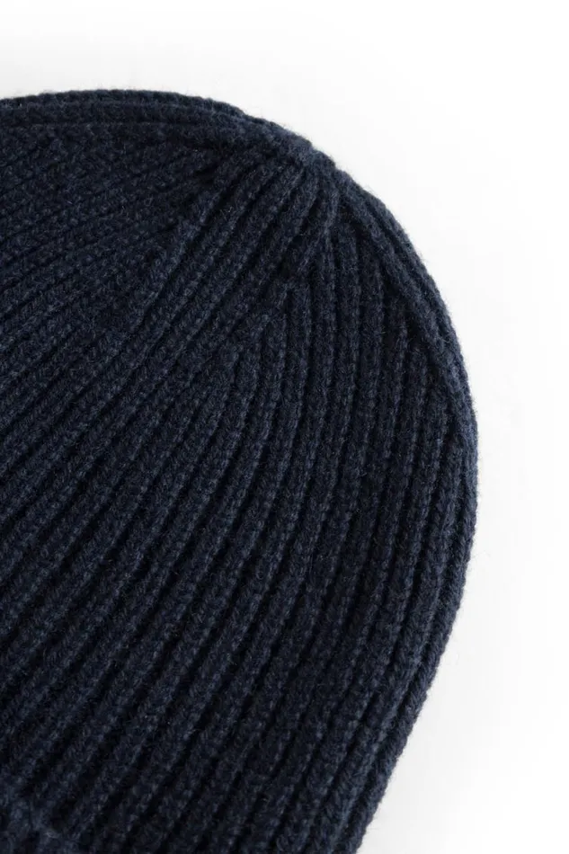 Men Norse Projects Beanies Merino Lambswool Rib N Logo Beanie Dark Navy