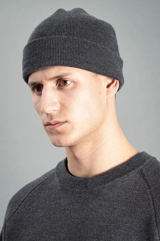 Men Norse Projects Beanies Norse Top Tech Merino Beanie Charcoal Melange