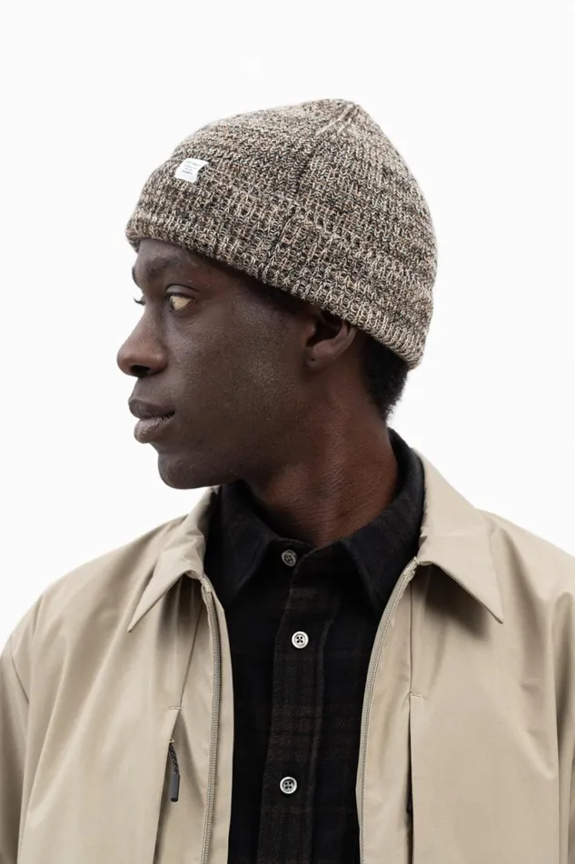 Men Norse Projects Beanies Wool Cotton Rib Beanie Camel