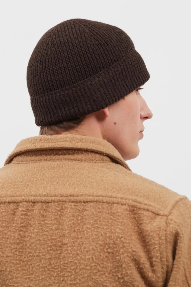 Men Norse Projects Beanies Wool Cotton Rib Beanie Espresso