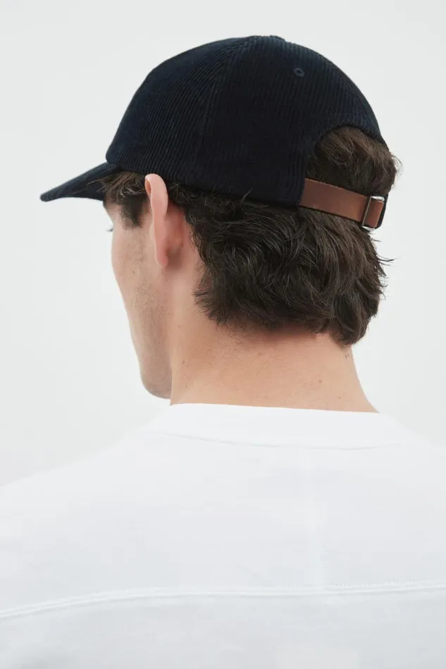 Men Norse Projects Caps Wide Wale Corduroy Sports Cap Dark Navy