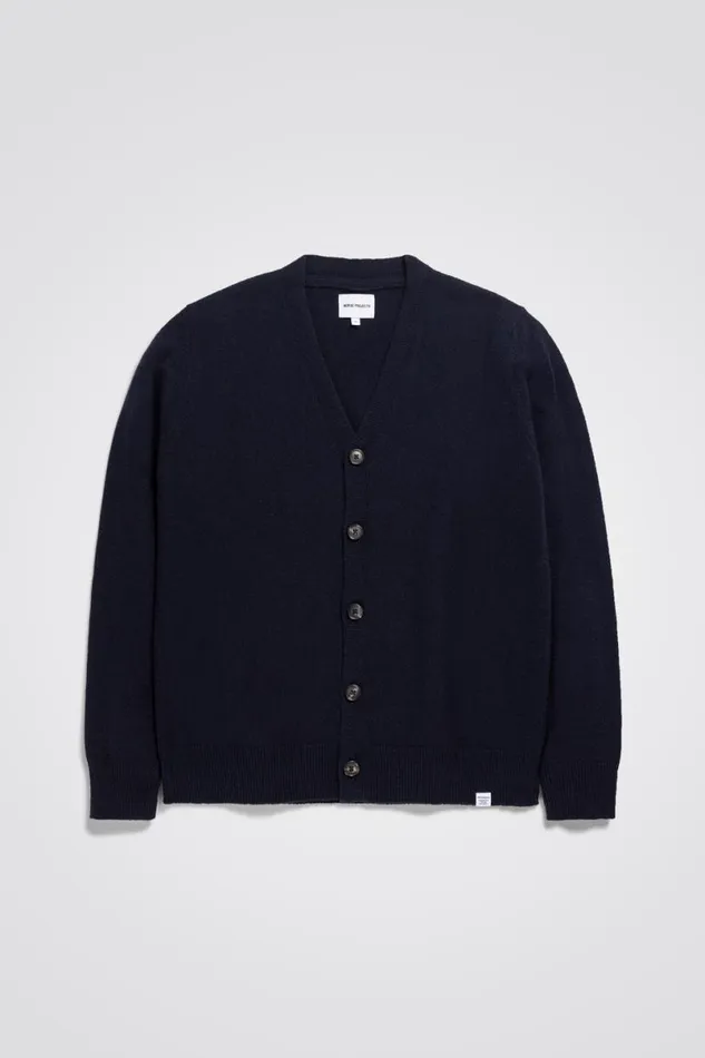 Men Norse Projects Knitwear Adam Merino Lambswool Cardigan Dark Navy