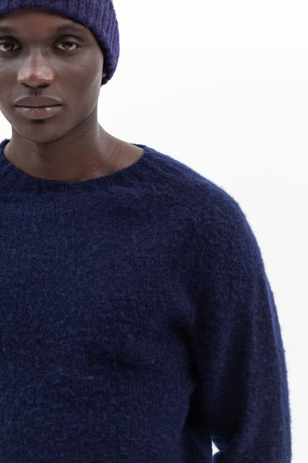 Men Norse Projects Knitwear Birnir Brushed Lambswool Dark Navy