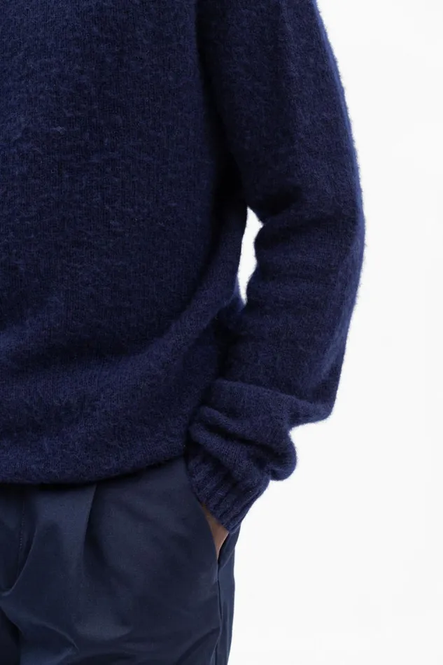 Men Norse Projects Knitwear Birnir Brushed Lambswool Dark Navy