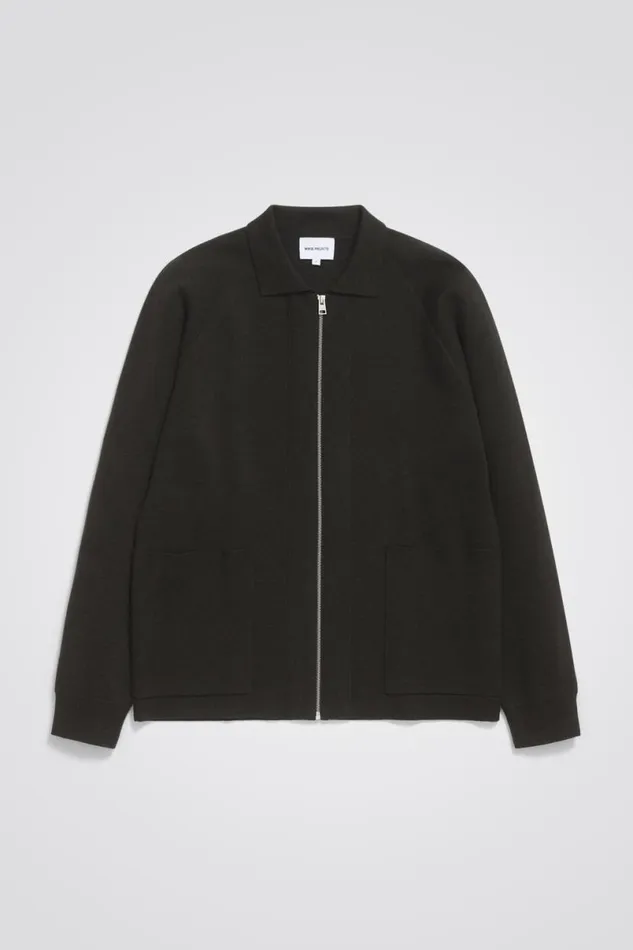 Men Norse Projects Knitwear Bjarne Milano Full Zip Jacket Beech Green