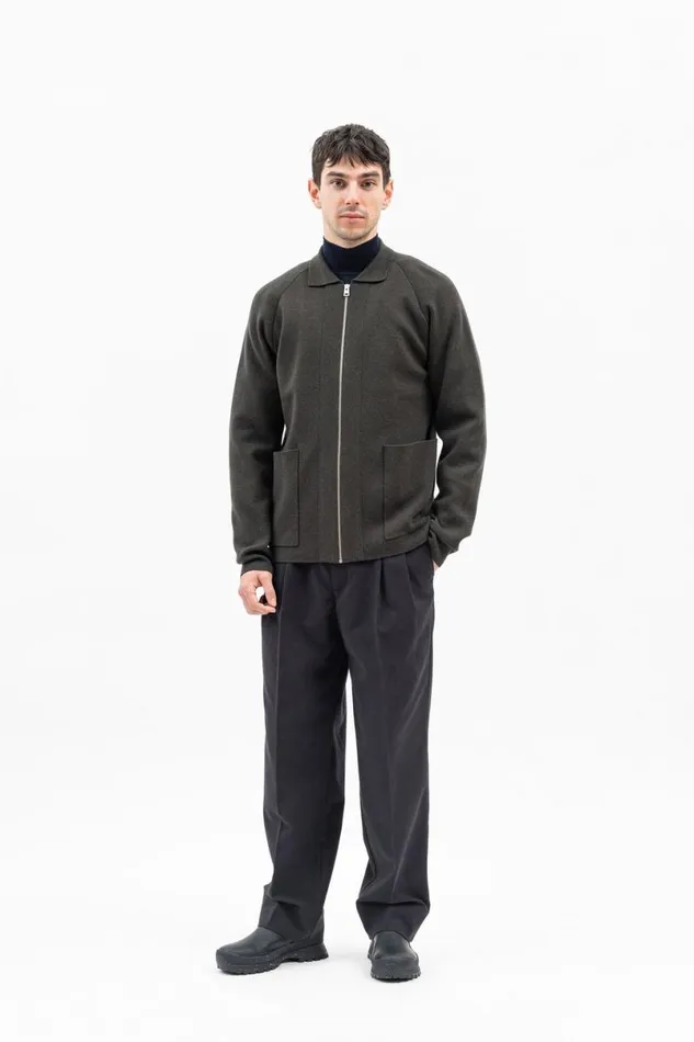 Men Norse Projects Knitwear Bjarne Milano Full Zip Jacket Beech Green