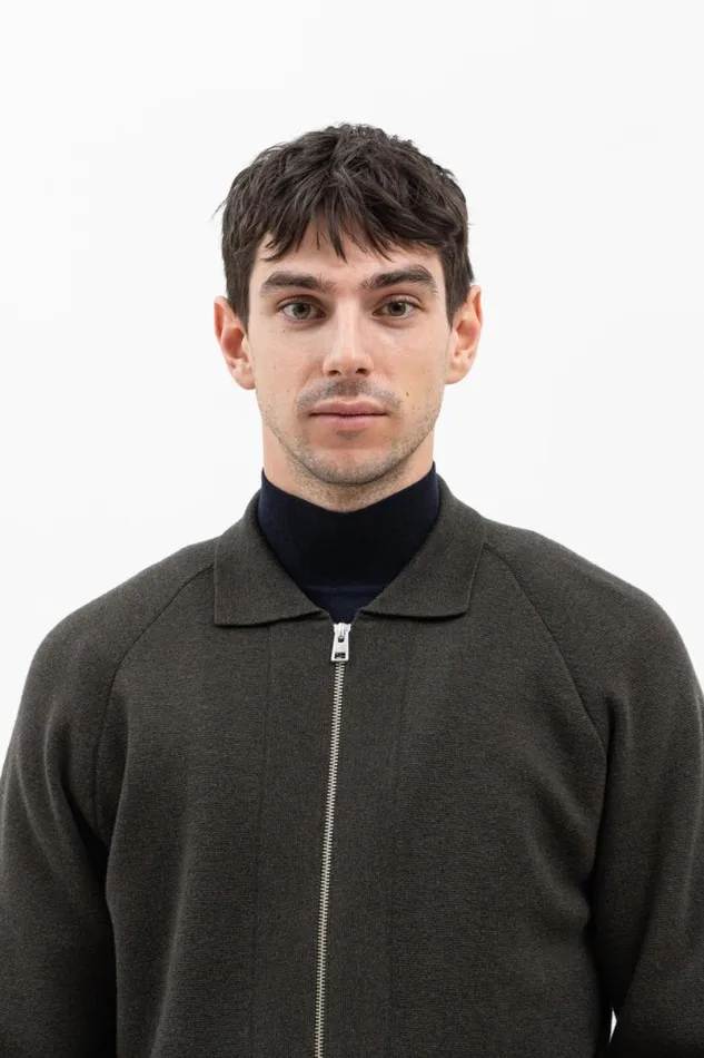 Men Norse Projects Knitwear Bjarne Milano Full Zip Jacket Beech Green