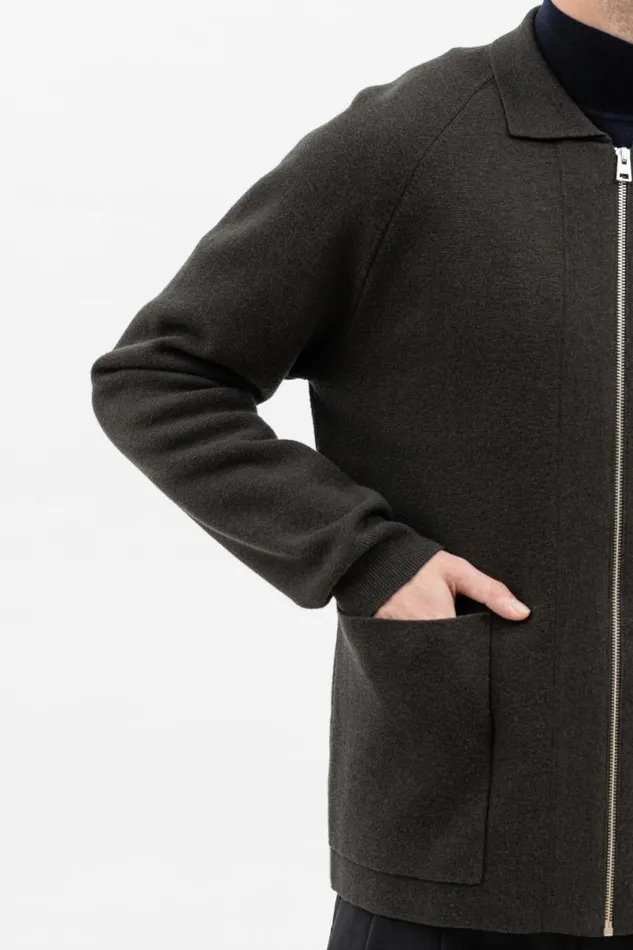 Men Norse Projects Knitwear Bjarne Milano Full Zip Jacket Beech Green