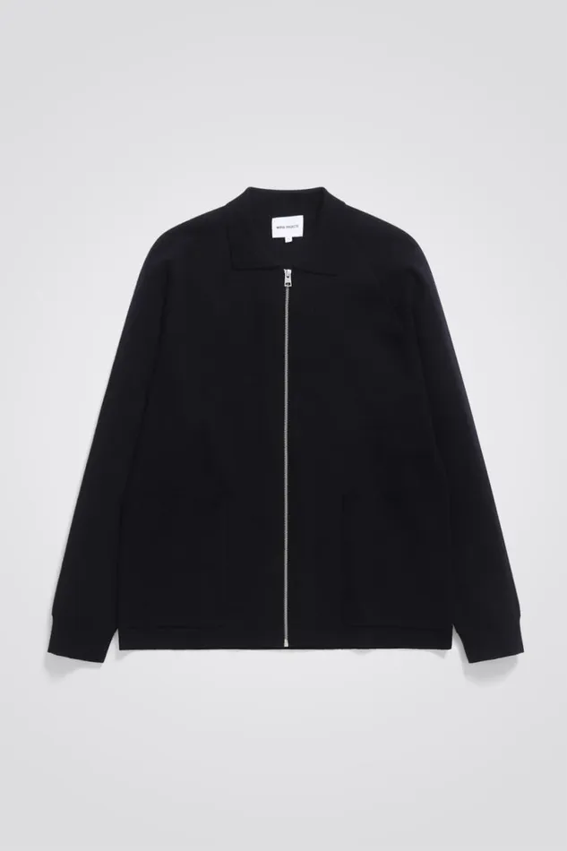 Men Norse Projects Knitwear Bjarne Milano Full Zip Jacket Dark Navy