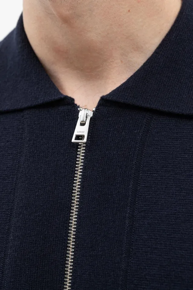 Men Norse Projects Knitwear Bjarne Milano Full Zip Jacket Dark Navy