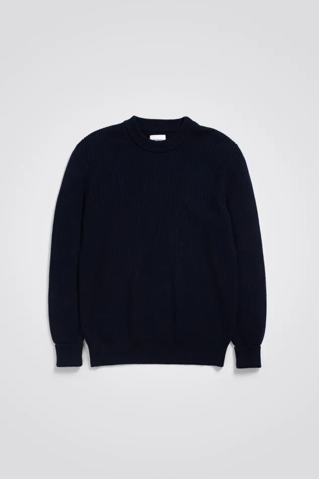 Men Norse Projects Knitwear Fine Merino Rib Crewneck Dark Navy