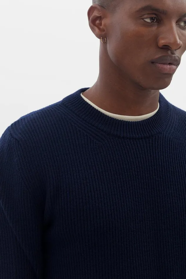 Men Norse Projects Knitwear Fine Merino Rib Crewneck Dark Navy