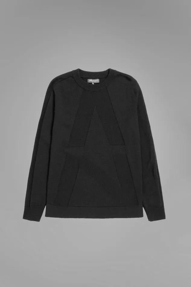 Men Norse Projects Knitwear Hybrid Merino Monogram Black