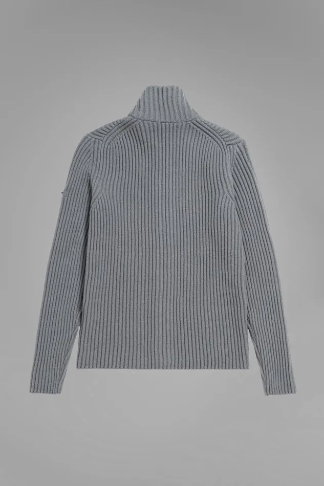 Men Norse Projects Knitwear Hybrid Rib Zip Jacket Stretch Wool Warm Grey