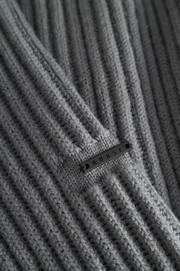 Men Norse Projects Knitwear Hybrid Rib Zip Jacket Stretch Wool Warm Grey