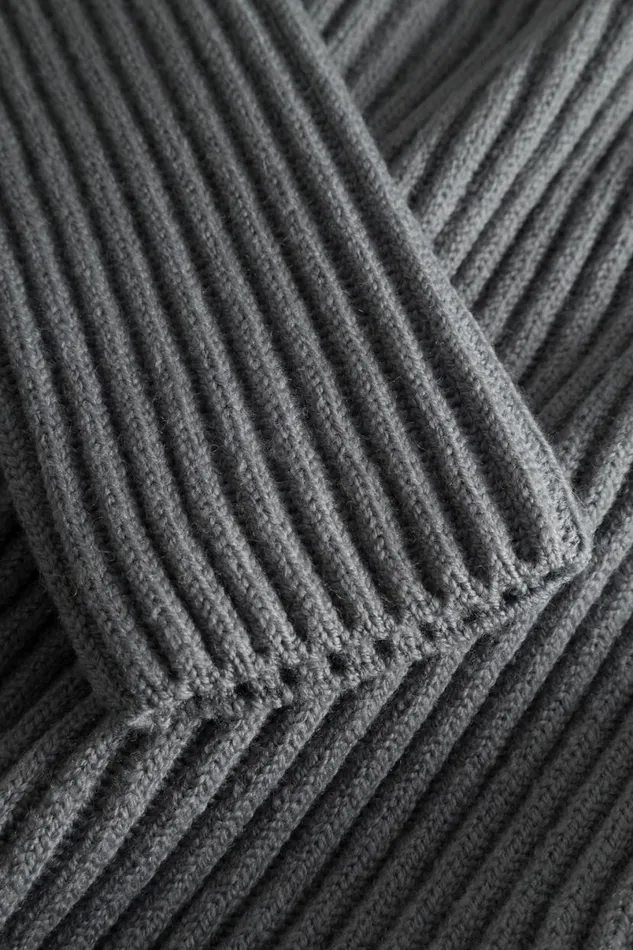 Men Norse Projects Knitwear Hybrid Rib Zip Jacket Stretch Wool Warm Grey