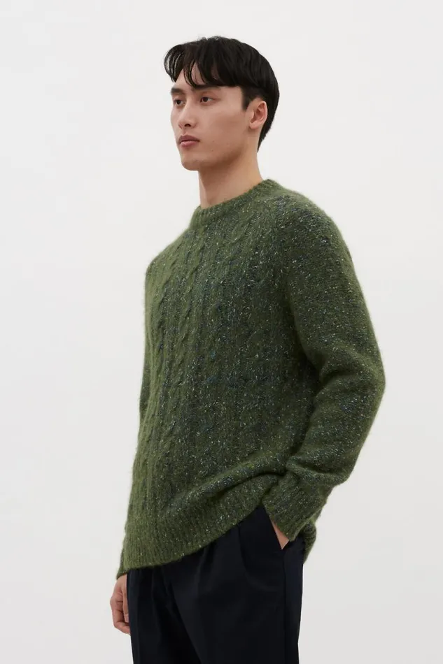 Men Norse Projects Knitwear Ivar Cotton Alpaca Cable Sweater Spruce Green