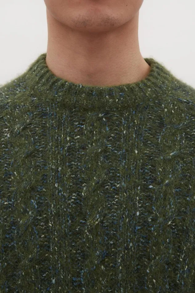 Men Norse Projects Knitwear Ivar Cotton Alpaca Cable Sweater Spruce Green