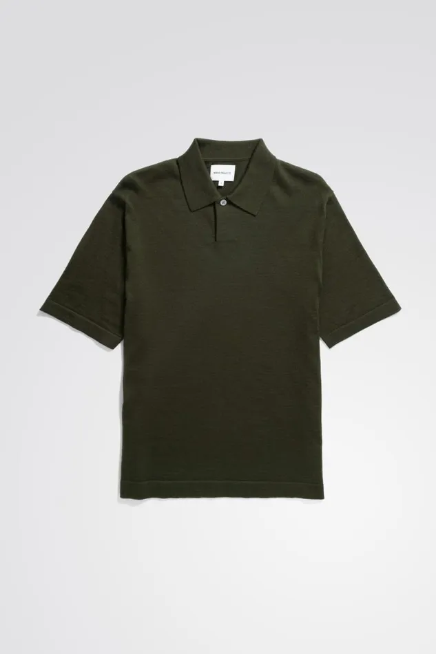 Men Norse Projects Knitwear Jon Tech Merino SS Polo Army Green