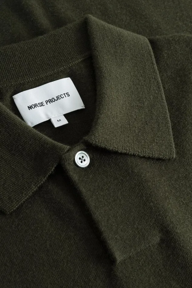Men Norse Projects Knitwear Jon Tech Merino SS Polo Army Green