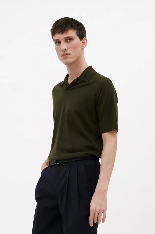 Men Norse Projects Knitwear Jon Tech Merino SS Polo Army Green
