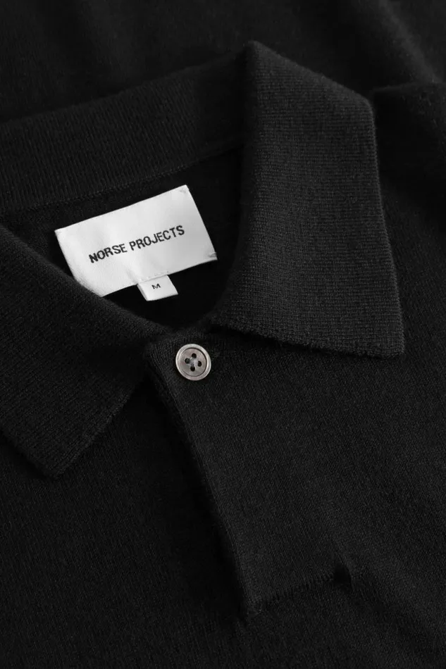 Men Norse Projects Knitwear Jon Tech Merino SS Polo Black