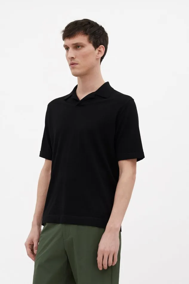 Men Norse Projects Knitwear Jon Tech Merino SS Polo Black
