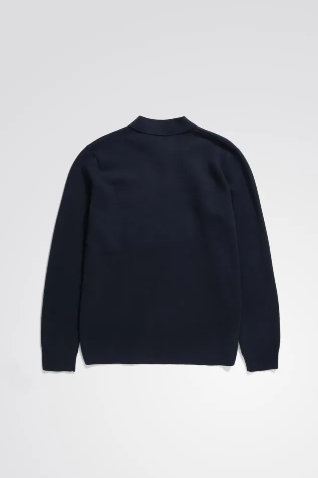 Men Norse Projects Knitwear Kian Merino Cotton Milano Polo Dark Navy