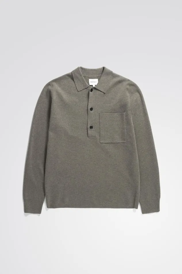 Men Norse Projects Knitwear Kian Merino Cotton Milano Polo Warm Grey