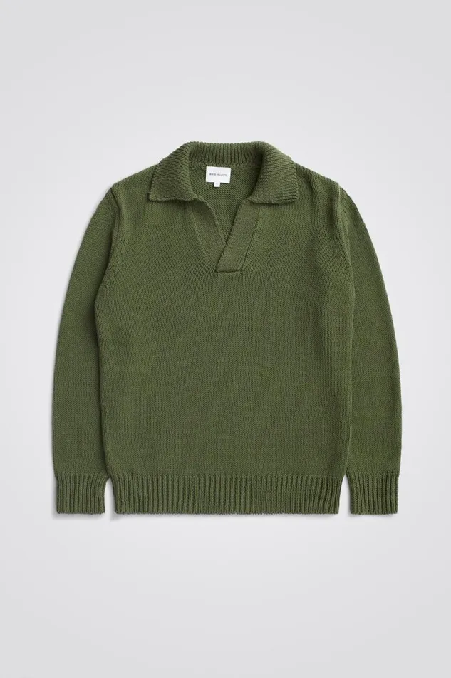 Men Norse Projects Knitwear Lasse Cotton Holiday Polo Ivy Green