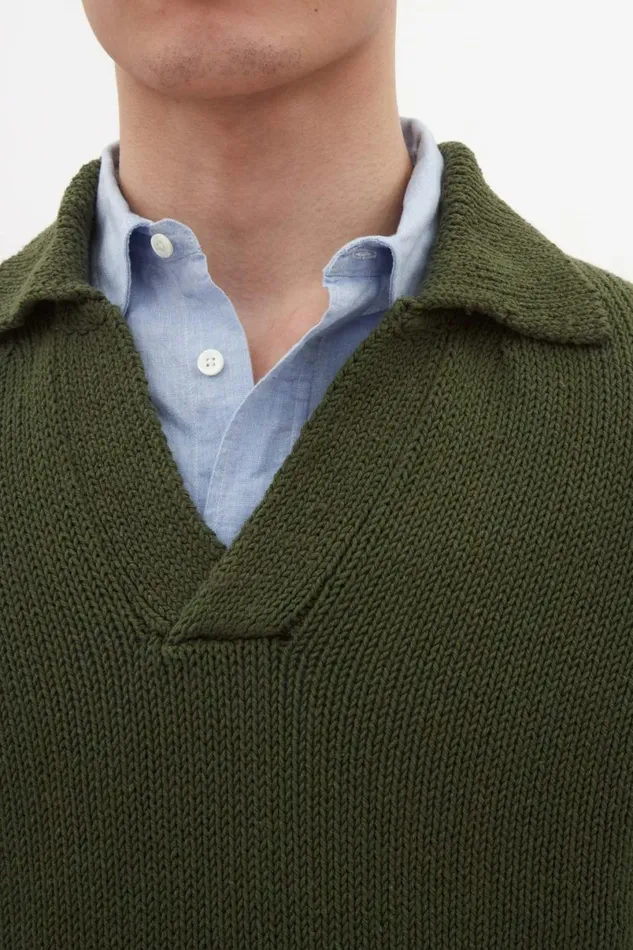 Men Norse Projects Knitwear Lasse Cotton Holiday Polo Ivy Green