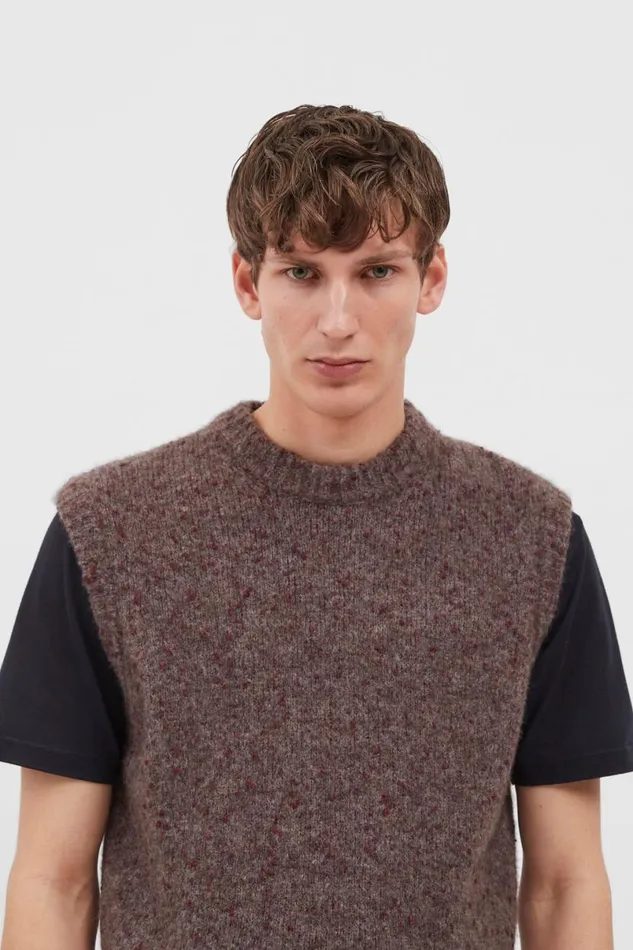 Men Norse Projects Knitwear Manfred Tweed Vest Burgundy