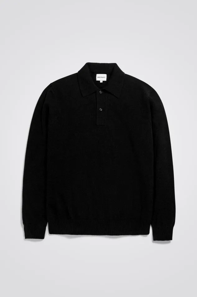 Men Norse Projects Knitwear Marco Merino Lambswool Polo Black