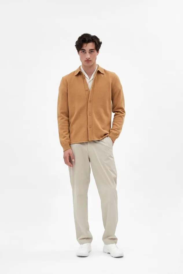 Men Norse Projects Knitwear Martin Merino Lambswool Shirt Camel