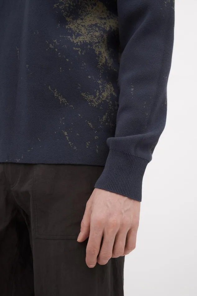Men Norse Projects Knitwear Teis Cotton Jacquard Sweater Steel Blue