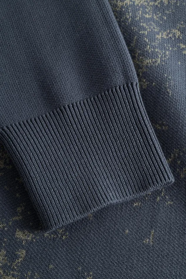 Men Norse Projects Knitwear Teis Cotton Jacquard Sweater Steel Blue