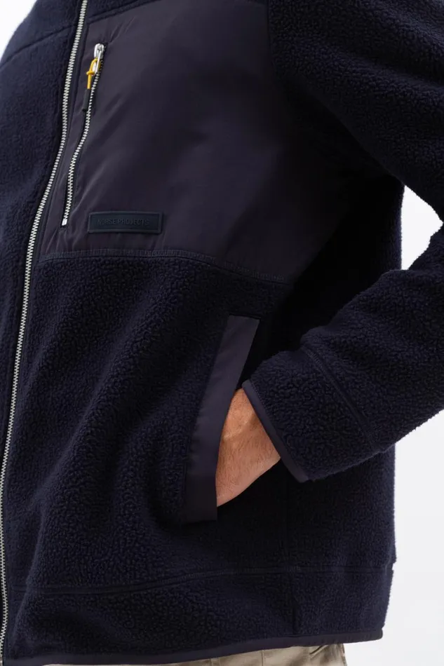 Men Norse Projects Outerwear Frederik Fleece Full Zip Jacket Dark Navy