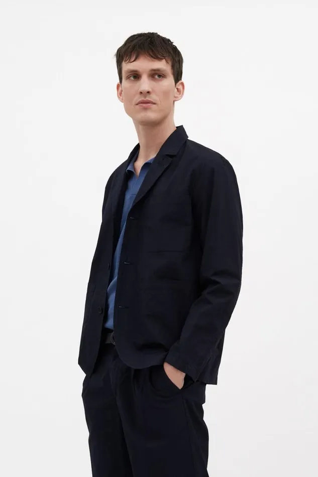 Men Norse Projects Outerwear Nilas Typewriter Work Jacket Dark Navy