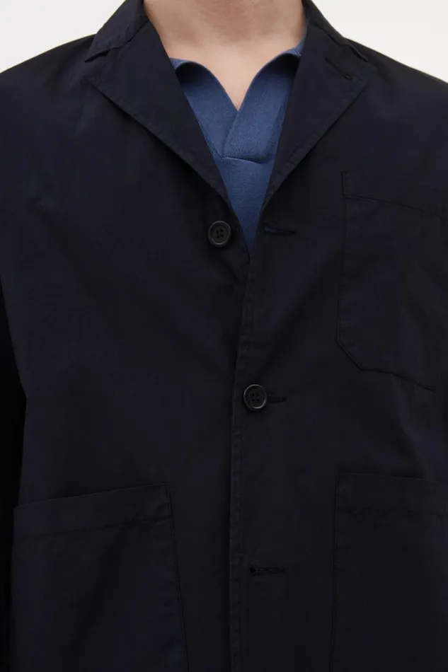 Men Norse Projects Outerwear Nilas Typewriter Work Jacket Dark Navy